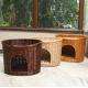Rattan Furniture Kennel Two Level Wicker Cat House With Cushion Original Color