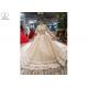 Female Princess Grace Wedding Dress Half Sleeve Beaded Net Three Layer Lace Tail