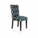 Classic Upholstered Printed Fabric Dining Chairs , Coloured Fabric Dining Chairs Navy And Cream Geometric
