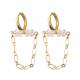 Gold Plated Single Round Zircon Chain Link Enamel Hoop Earrings For Women