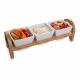 Natural Bamboo Wooden Condiment Holder Cup Holder For 3 Set Condiment Pots