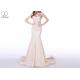 Champagne Satin Mermaid Bridal Gowns , Attractive Sling Backless Wedding Gown