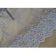 Floral Embroidery Corded Lace Fabric , Bridal Sequin Mesh Fabric With Scalloped Edge