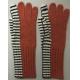 Cashmere Intarsia Knitted Gloves With Fingers / Asymmetric Stripe Pattern