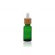 Green Oil 18mm Cosmetic Glass Dropper Bottles With Bamboo Dropper Printing Pipette