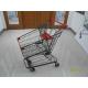 Grey Powder Coating 80L Supermarket Shopping Trolley With 4 Inch PU Casters