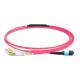 1m (3ft) MTP Female to 4 LC UPC Duplex OM4 50/125 Multimode Fiber Breakout Cable, 8 Fibers, Type B, Elite, LSZH, Aqua/Violet