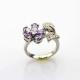 Fashion Jewelry Sterling Silver Ring with Purple and Clear Cubic Zircon (FR003)