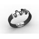 Top Quality Europe Fashion Stainless Steel Genuine Leather Silicone Bangle Bracelet ADB132