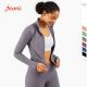 Women Lulu Gym Long Sleeve Yoga Zip Jacket 210gsm High Neck Slim Fit