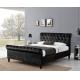 Upholstered Plywood Black Sleigh Bed Frame With Dimond Buttons Headboard / Footboard