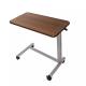 19 Speed Walnut Adjustable Over Bed Laptop Table Wood Grain Medical Bedside With Wheels
