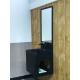 Integrated Bathroom Sink Cabinets Black Matted Surface With Mirror
