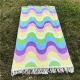 Wholesale 100% Cotton Superdry Custom Design Sand Free Printed Color Wave Pattern Bath Beach Towels with Tassels