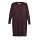 Claret Color Long Sleeve Midi Dress Plus Size For Women In Daily Wear