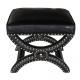 Antique Black Leather Ottoman Footstool With Nail Head Trim