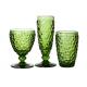 Vintage Green Hand Pressed Wine Glasses 9oz Crystal Wine Goblets