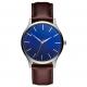 Miyota 2035 Quartz Mov'T Man Blue Face Watch With Leather Strap
