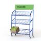Supermarket 3 Tier Metal Fruit And Vegetable Display Stand With Wire Shelves And Top Sign