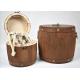 Brown Color Hand Made Wooden Storage Barrels Pine Wood Tea Boxes With Lid