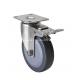 Stainless Steel 3 65kg Plate Brake PU Caster S3423-74 Suitable for Various Surfaces
