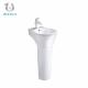 Modern Bathroom Full Pedestal Wash Basin White Two Piece Structure Accessories Included