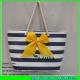LUDA yellow front bowknot striped promotion cheap paper straw bag