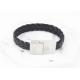 Custom Black Braided Bracelet , Stainless Steel Clasp Mens Rope Bracelets