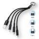 Fabric Braided 14cm  2.4A 3 In 1 Fast Charging USB Cable