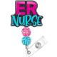 Customized Color Fashion Resin Glitter Acrylic Beads Retractable Nurse Badge Reel Cute Anime Name Tag ID Card Holder Lanyard
