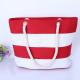 Printed Stripe Cotton Canvas Bags With Two Soft Cotton Rope Handles