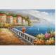 European Mediterranean Oil Painting , Handmade Canvas Flower Garden Oil Painting