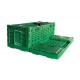 Green Folding Ventilated Plastic Storage Crate With Lid , Plastic File Crate