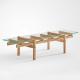 Rectangle Oak Veneer Central Coffee Table Clear Glass Top Wood Coffee Table