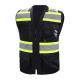 Mesh Design Black Reflective Safety Vests With Zipper Closure Option