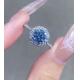 lab created Blue Round Cut Engagement Ring Man Made Diamond Rings IGI Certified