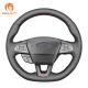 Custom Hand Sewing Black Artificial PU Leather Steering Wheel Cover for Ford Focus RS MK3 ST 2015