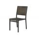 Black Outdoor Dining Armless Chair With Aluminum And Wicker For Patio