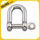 Stainless Steel D Dee Shackle CAPTIVE PIN