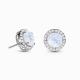 925 Sterling Silver Natural Moonstone Jewelry Faceted Blue Moonstone Double Halo Stud Earrings