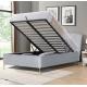 Double Size Bsci Lift Storage Bed Frame Elegant Grey Velvet Fabric Ottoman
