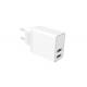 White PD 18w Wall Adapter , OCC 2.1A Dual Usb Wall Charger