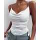Tight Sexy White Suspenders Solid Color Deep V Neck Camisole Draw Rope Casual Small Vest