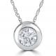 1/4 Ct Round CZ Solitaire Bezel Pendant Necklace 18 14k White Gold