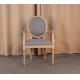 Round back dining chair event wooden frame dining chair with linen fabric antique wooden carved chair