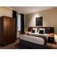 Togo hotel furniture apartment furniture of bedroom set laminate wood headboard with fabric pad and wardrobe cabinet
