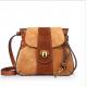 Nubuck Leather Bags Saddle Bag with Lock Closure Patchwork Shoulder bag