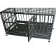 Luxurious Heavy Duty Large Folding Dog Crate , Collapsible Dog Kennel With Wheel