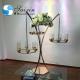 Black Gold Metal Wedding Flower Stand With Three Branch Hanging Candle Holder