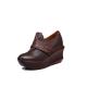 S106 Women's shoes autumn 2020 new hand-woven leather women's shoes convenient velcro thick-soled increased women's shoe